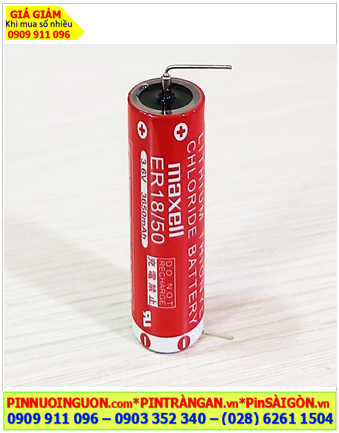 Maxell ER18/50 (chân thép hàn), Pin nuôi nguồn PLC Maxell ER18/50 lithium 3.6v 3650mAh chính hãng